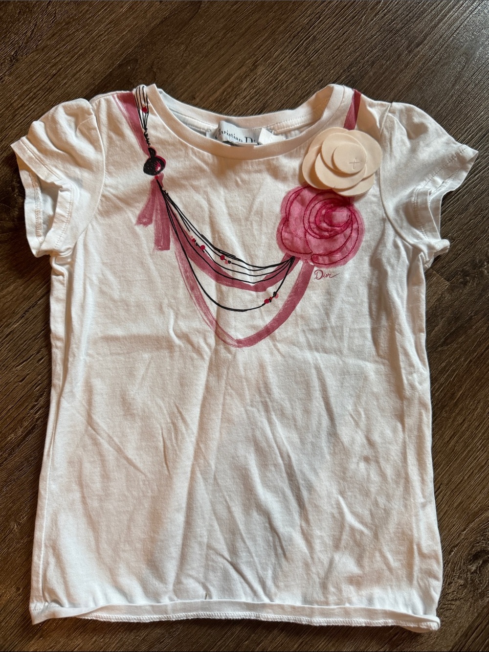 Authentic Vintage Christian Dior / Baby Dior Graphic T-Shirt - Floral Applique